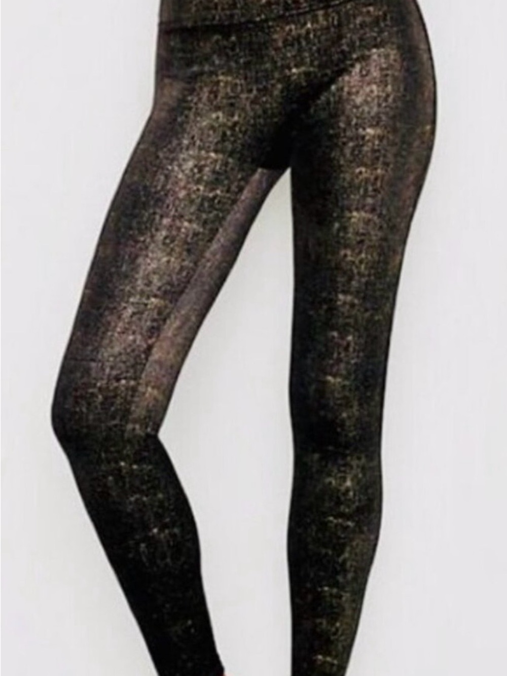 SPANX Black High-Waist Leggings - Black Velvet & Gold